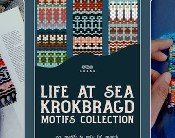 Krokbragd Motifs collection booklet: Life at Sea - 20 motifs + 2 patterns - Downloadable PDF mini ebook [English]