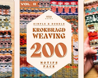 Krokbragd Ebook VOLUME II: Simple & Double Krokbragd weaving +200 motifs pack to mix and match for frame loom Downloadable Digital PDF