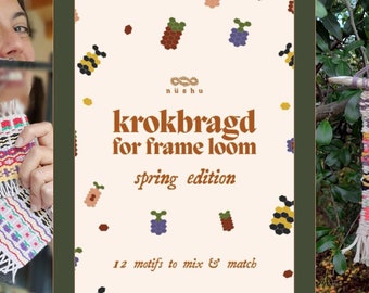 12 Krokbragd motifs to mix and match in frame loom weaving Spring Edition Handbook + 3 projects for weaving - Downloadable PDF [ENGLISH]