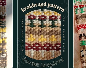 Krokbragd Bookmark woven on a frame loom - Forest inspired Pattern - Scandinavian weaving - Downloadable PDF  *ENGLISH*