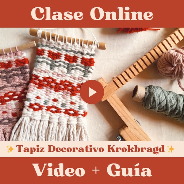 Clase de Tejido Online Krokbragd - Video tutorial + Guía completa PDF - Tejido de tapiz decorativo en telar bastidor - Por Nushu Textiles