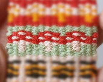 Mushrooms Krokbragd motif grid for frame loom Scandinavian weaving technique Downloadable digital sheet PDF