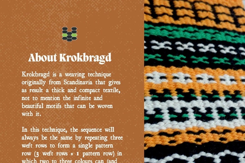 Halloween Krokbragd weaving pattern for frame loom Weave a spooky mini wall hanging Downloadable PDF Ebook image 6