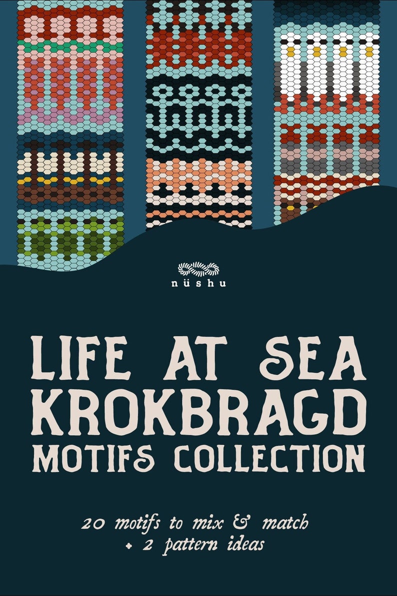 Krokbragd Motifs collection booklet: Life at Sea 20 motifs 2 patterns Downloadable PDF mini ebook English image 4