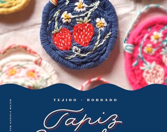 Online Knitting and Embroidery Class - Strawberry Circular Tapestry - Video + Guide - By Nushu Textiles