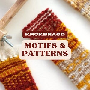 Krokbragd weaving pattern + guide - Bookmark woven on a frame loom -  Abstract design motifs - Downloadable PDF 39 pages handbook