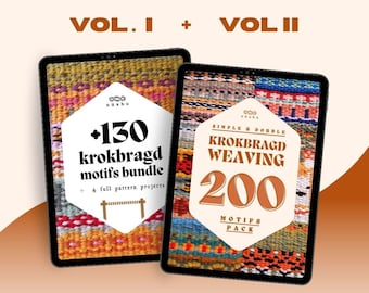 Ebooks Volume I + II KROKBRAGD weaving - 339 motifs + 4 full pattern projects to mix & match in your frame loom - Downloadable PDF's