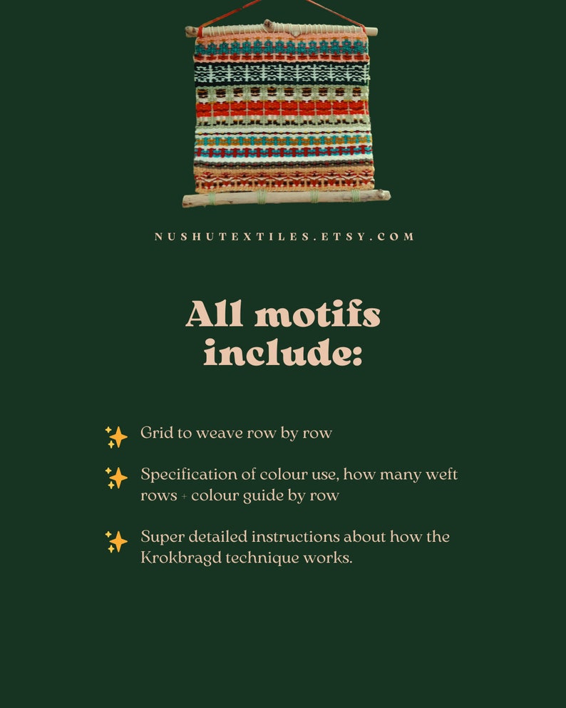 Krokbragd Christmas Collection 21 motifs to mix and match on a frame loom Scandinavian weaving Downloadable Digital PDF Nushu Textiles image 6