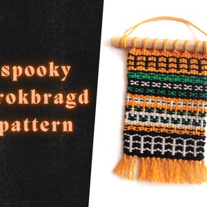 Halloween Krokbragd weaving pattern for frame loom Weave a spooky mini wall hanging Downloadable PDF Ebook image 2