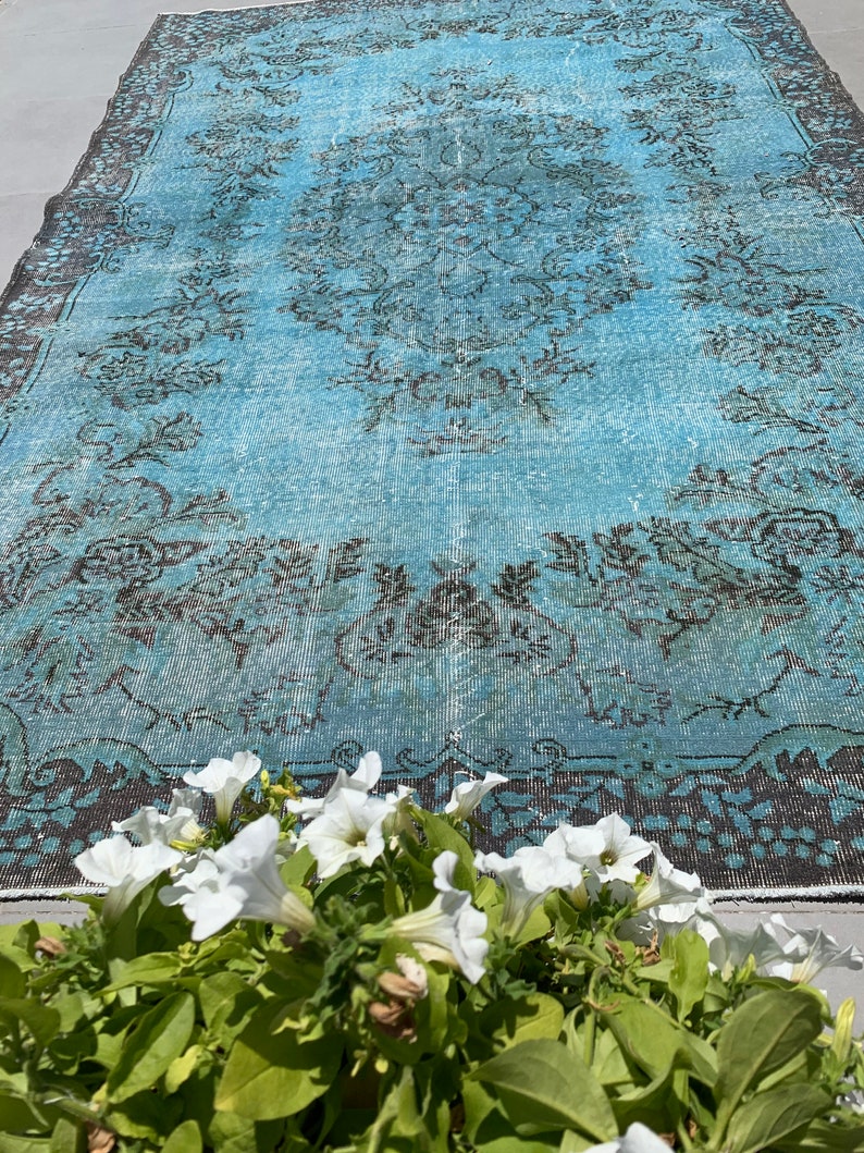 Turkish Rug Vintage Rug Oushak Rug 6.5x10.1 feet, Area Rug, Salon Rug, Living Room Rug, Madder Rug, Floor Rug, Blue Rug, Magic PR 587 image 2