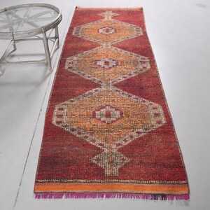 Kelim Teppich 100x250, Vintage Teppich, Herki Teppich, Roter Teppich, Wandteppich, Kelimteppich, Hausteppich, Boho Teppich