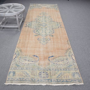 Runner Rug, Turkish Rug, Vintage Rug, Home Decor Carpet, 41x126 inches Orange Rug, Organic Stair Carpet, Decorative Corridor Carpet,  9603