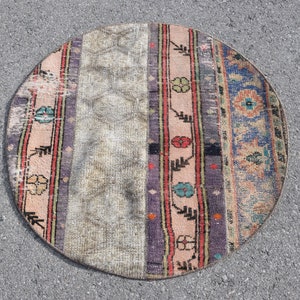 Vintage Teppich, Runder Orientteppich 10x70 cm, Lila