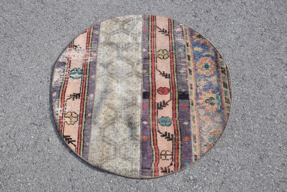 Small Rug, Turkish Rug, 2.9x2.9 Feet, Vintage Rug, Oriental Rug 