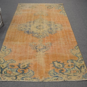 Area Rug, Turkish Rug, Vintage Rug, Home Decor Rug, 54x96 inches Orange Carpet, Wool Bedroom Carpet, Anatolian Floor Rugs,  9489