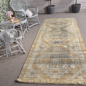 Alfombra turca de 1,2 x 3,14 m, alfombra marrón con estampado animal de lana.