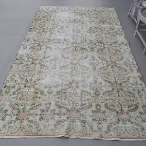 Distressed Rug, Turkish Rug, 5.1x9 feet, Vintage Rug, Large Rug, Living Room Rug,Oriental Rug, Antique Rug, Oushak Rug, Organic Rug, PR-5157