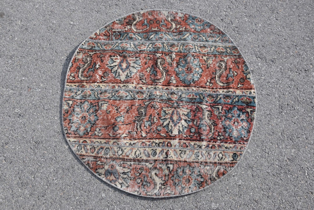 Bath Rug Turkish Rug 2.9x2.9 Feet Vintage Rug Small Rug Etsy