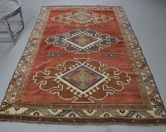 手織りトルコ製ヴィンテージラグ 4'4