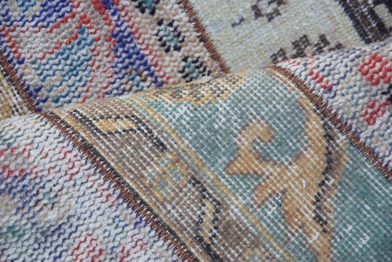 PR-5355 Vintage Rug Door Mat 3.3x3.3 feet Organic Rug Round Rug Entry Rug Oushak Rug Turkish Rug Antique Rug Small Rug Circle Rug