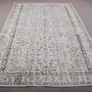 Vintage Rug, Turkish Rug, 6x9 Large Rug, Antique Rug, Rugs For Salon, 6x9 ft Beige Rug, Turkish Rug With Geometric Patterns, Oushak Rug,