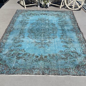 Turkish Rug Vintage Rug Oushak Rug 6.5x10.1 feet, Area Rug, Salon Rug, Living Room Rug, Madder Rug, Floor Rug, Blue Rug, Magic PR 587 image 1