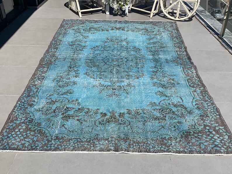 Turkish Rug Vintage Rug Oushak Rug 6.5x10.1 feet, Area Rug, Salon Rug, Living Room Rug, Madder Rug, Floor Rug, Blue Rug, Magic PR 587 image 1