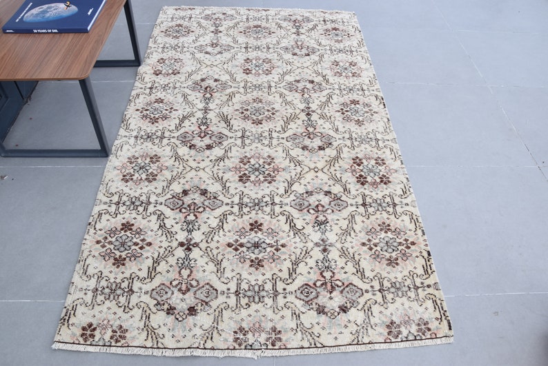 Turkish Rug, 4x7.1 feet, Anatolian Rug, Area shops Rug, Salon Rug, Home Decor, Wool Rug, Vintage Rug, White,Antique Rug, Oriental Rug, PR-3114
