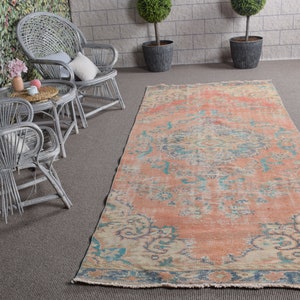 Large Rugs, Turkish Rug, Vintage Rug, Anatolian Rug, Rugs For Living Room, 5.7x9.6 ft Red Rug, Faded Oushak Rugs, Large Turkish Rug,  10453