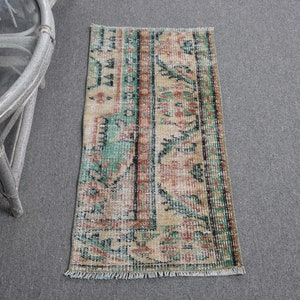 Turkish Rug, 1.5x3 ft Small Rugs, Vintage Rug, Anatolian Rug, Rugs For Bathroom, Green Oushak Rugs, Small Wool Rug,
