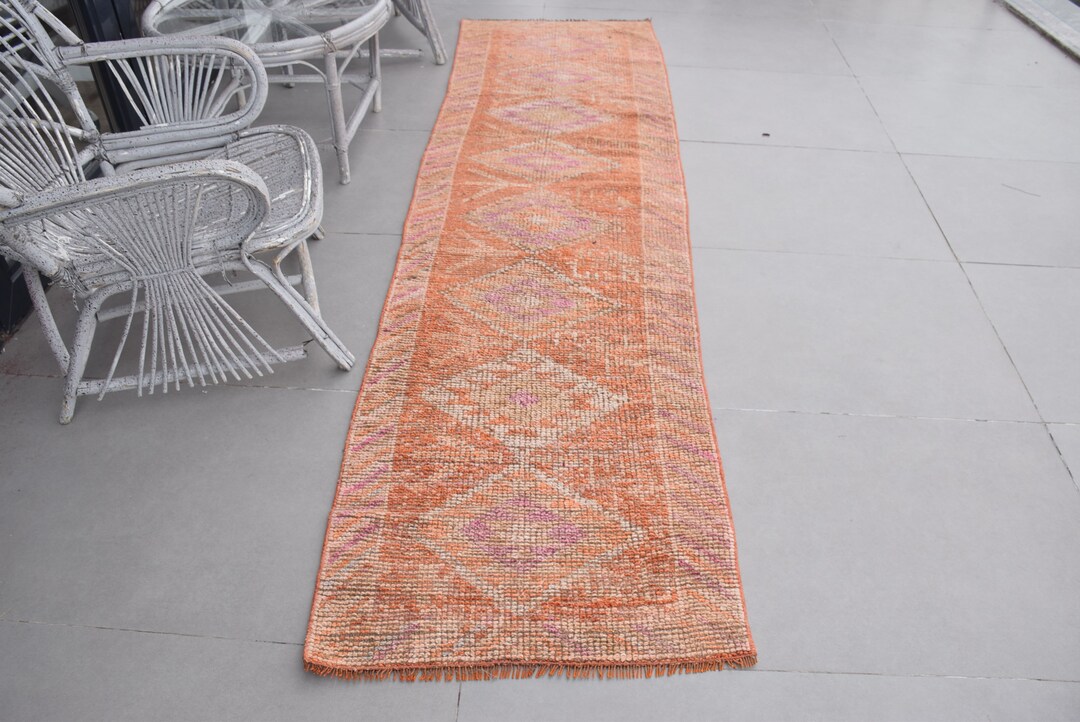 2.5x9.2 Ft Runner Vintage Rug, Orange Ombré Turkish Rug - Etsy