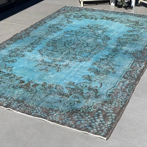 Turkish Rug Vintage Rug Oushak Rug 6.5x10.1 feet, Area Rug, Salon Rug, Living Room Rug, Madder Rug, Floor Rug, Blue Rug, Magic PR 587 image 6