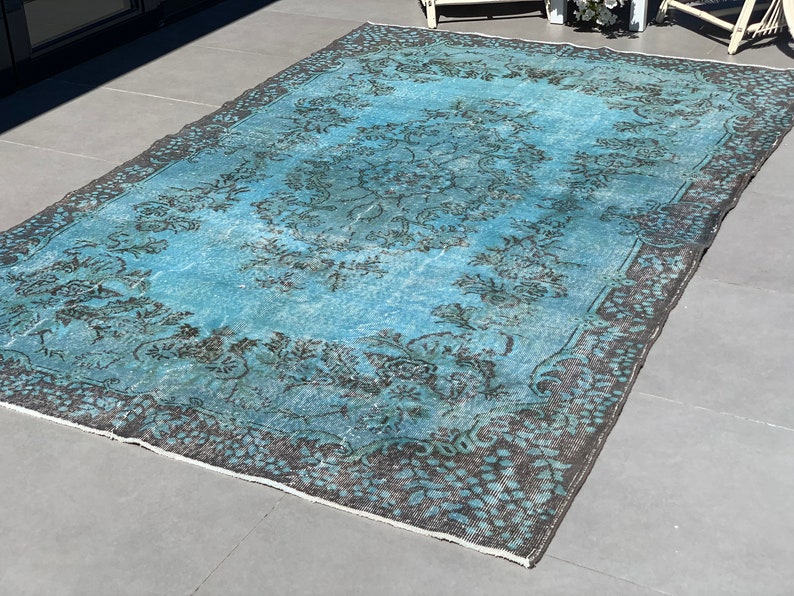 Turkish Rug Vintage Rug Oushak Rug 6.5x10.1 feet, Area Rug, Salon Rug, Living Room Rug, Madder Rug, Floor Rug, Blue Rug, Magic PR 587 image 6