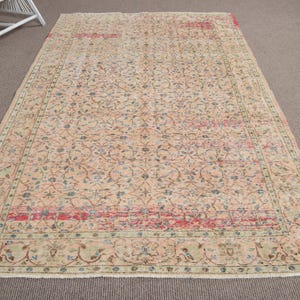 6x9 Large Rug, Turkish Rug, Vintage Rug, Antique Rug, Rugs For Dining Room, 5.3x8.4 ft Beige Rug, Handwoven Vintage Turkish Rug, Oushak Rug