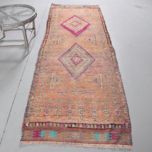 Turkish Rug, Rugs For Kitchen, Herki Rug, Orange Antique Rug, Vintage Rug, 3.1x10 ft Area Rug, Anatolian Rugs, , Handmade Floor Rug
