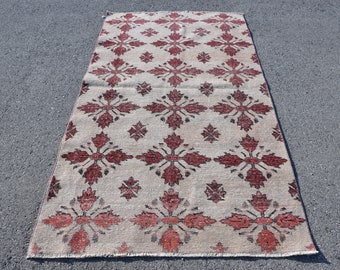 Turkish Rug, Area Rug, 4.1x7.4 feet, Salon Rug, Salon Rug, Vintage Wool Rug, Floral Rug, Antique Rug, Oushak Rug, Living Room Rug, PR-5220