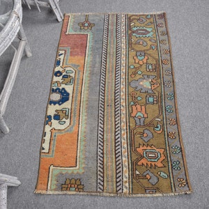 Vintage Teppich, Türkischer Teppich, Kleiner Teppich, Antiker Teppich, Geschenkteppich, 60x30 cm, Anatolischer Teppich, Haustürteppich, 10118