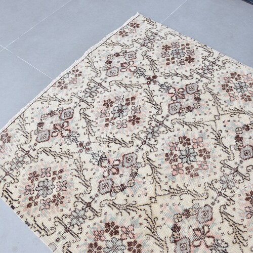 Turkish Rug, 4x7.1 feet, Anatolian Rug, Area shops Rug, Salon Rug, Home Decor, Wool Rug, Vintage Rug, White,Antique Rug, Oriental Rug, PR-3114