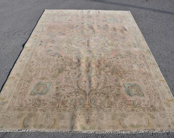 Faded Rug, Turkish Rug, 6.2x9.1 feet, Large Rug, Vintage Rug, Living Room Rug, Oriental Rug, Antique Rug, Oushak Rug, Salon Rug, PR-5184
