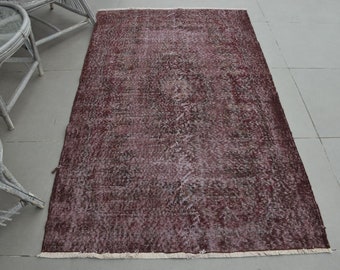 Vintage Rug, Area Carpet, Turkish Rug, Oushak Carpet, 48x79 inches Brown Rug, Bohemian Bedroom Rugs, Handmade Floor Carpet,  6668