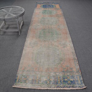 Turkish Rug, Runner Rug, Vintage Rug, Home Decor Carpet, 37x144 inches Orange Rug, Faded Stair Rug, Handwoven Corridor Carpet,  9451