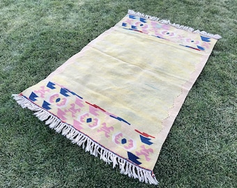 Turkish Rug Oushak Rug Turkish kilim Vintage kilim Handmade kilim Muted kilim Tribal Area kilim Decorative Wool kilim rug Bohemian Rug PR-22