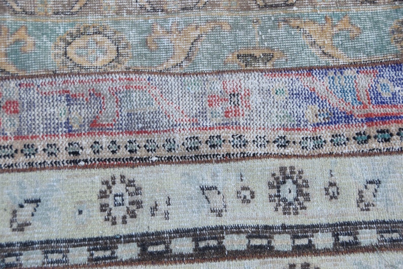 PR-5355 Vintage Rug Door Mat 3.3x3.3 feet Organic Rug Round Rug Entry Rug Oushak Rug Turkish Rug Antique Rug Small Rug Circle Rug