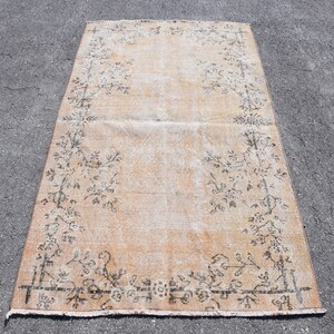 Orange Rug, Turkish Rug, 3.7x6.4 feet, Oushak Rug, Brown Rug, Organic Rug, Area Rug, Salon Rug, Dining Room Rug, Rare,Vintage Rug,  PR- 2427