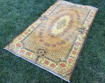 Oushak Rug Vintage Rug Turkish Rug Decorative Anatolian Wool Rug Turkey Rug Tribal Rug Boho Rug Aztec Rug Area Rug Handmade Rug PR-133