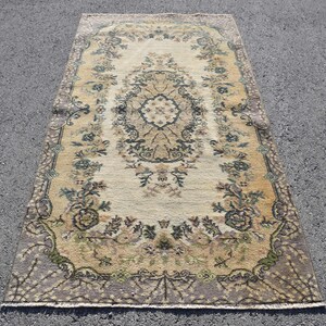 Rugs For Indoor, Turkish Rug, Bohemian Nursery Rug, Green Kitchen Rugs, Vintage Rug, Antique Rug, 3.7x7 ft Area Rugs, Ethnic Dining Room Rug