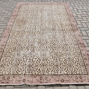 Turkish Rug, Vintage Oushak Carpet, 5x9 ft Large Rug, Bohemian Area Rug, Handmade Floor Decor, Floral Living Room Rug