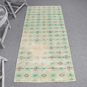 2.6x3.8 ft Small Rugs, Vintage Rug, Turkish Rug, Antique Rugs, Rugs For Entry, Green Floor Rugs, Oushak Small Rug,  10101