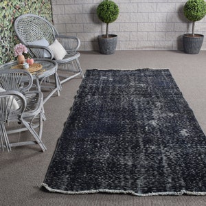 Area Rug, Vintage Rug, Turkish Rug, Overdyed Rugs, Rugs For Dining Room, 4.2x8.6 ft Black Rug, Bedroom Rugs, Vintage Area Rug,  10357
