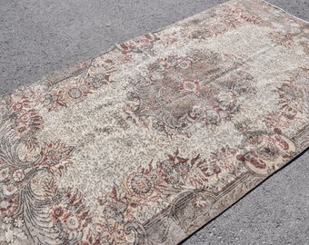 トルコラグ、5x9フィート、ベージュヴィンテージトルコラグ